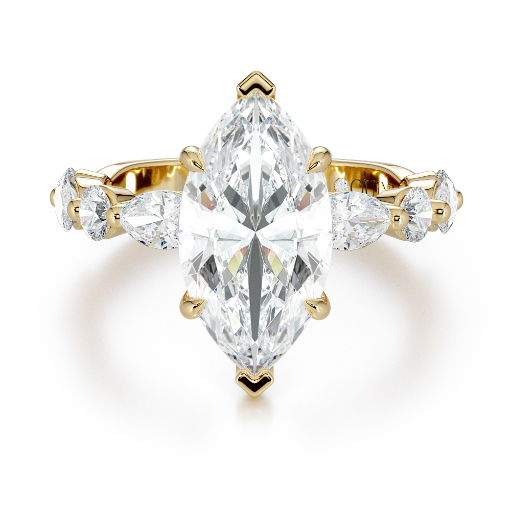 Marquise cut lab-grown diamond engagement ring, Marquise Four-Claw Solitaire