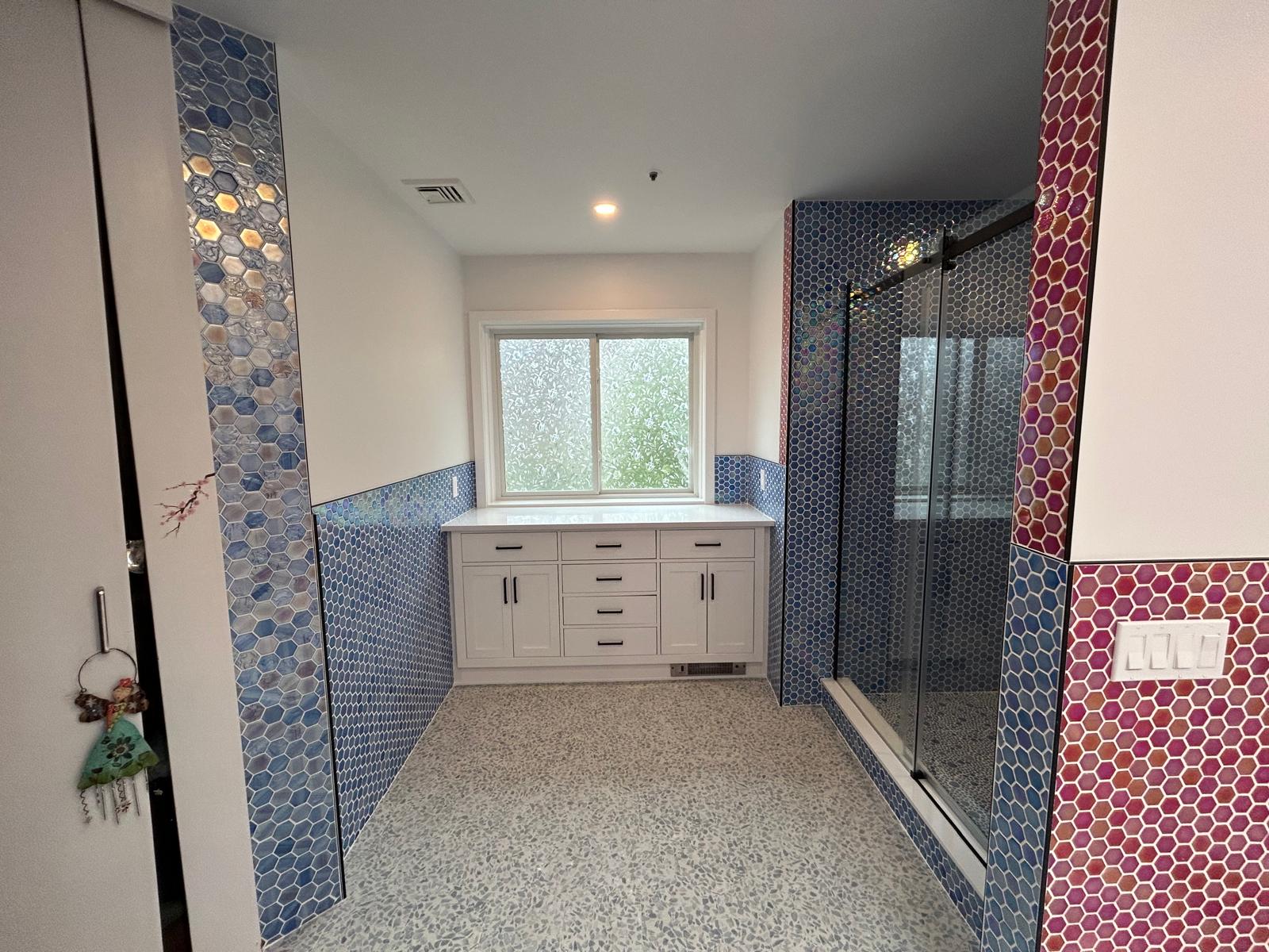 Master bathroom remodel — vanity and glass shower enclosure in Hartsdale