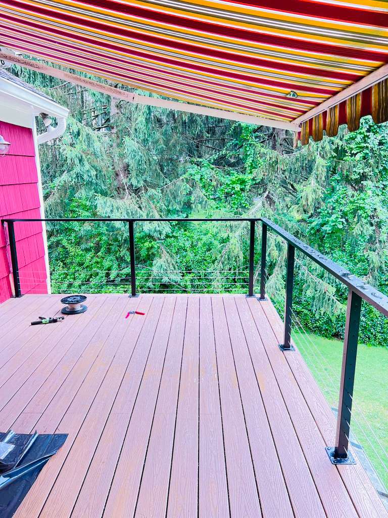 Cable railing finished across the deck in Mount Kisco