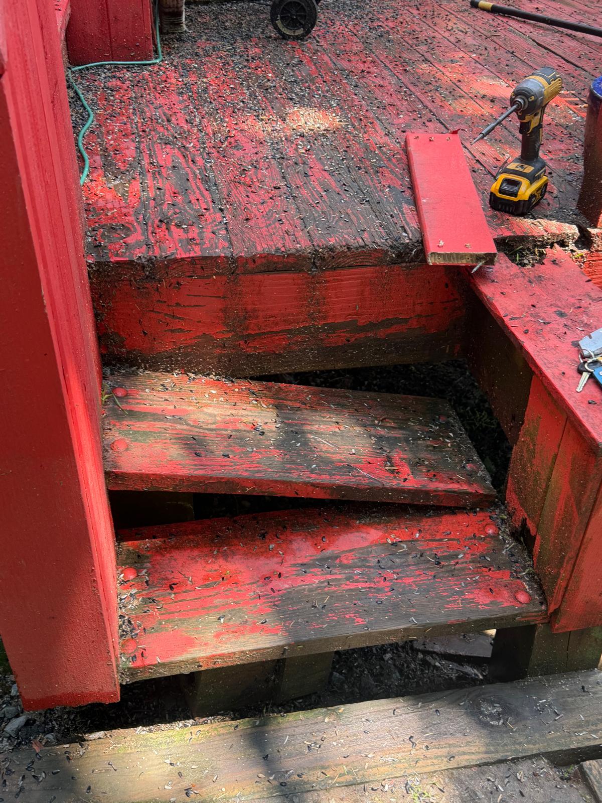 Deck stair treads failed and collapsed before replacement in Hartsdale