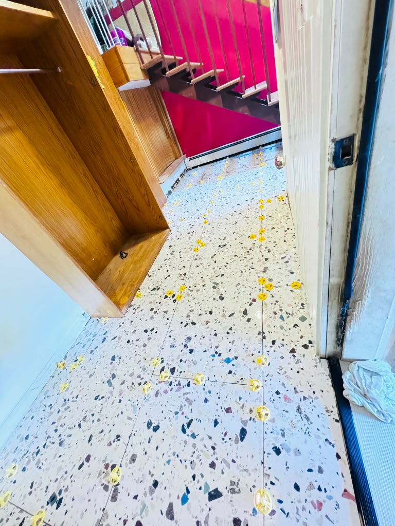 Terrazzo tile floor — hall laid up to the stair doorway in Hartsdale