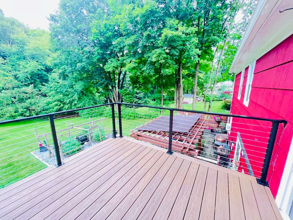 Finished elevated deck over the patio in Mount Kisco