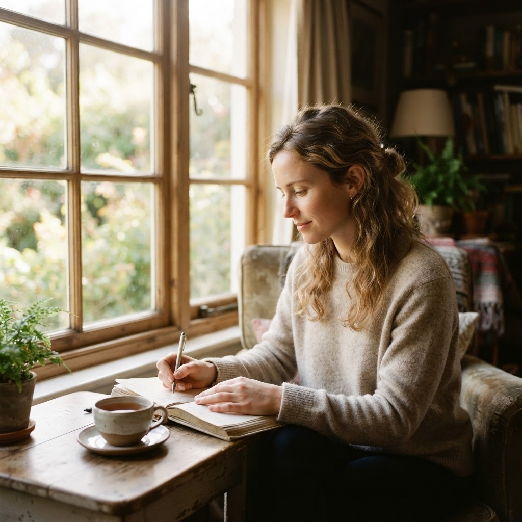A woman finding peace and reflection