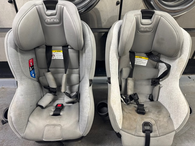 Before & after — Nuna car seats showing dramatic clean