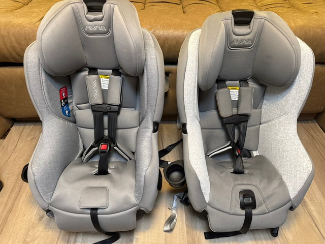 Two Nuna car seats — freshly restored side by side