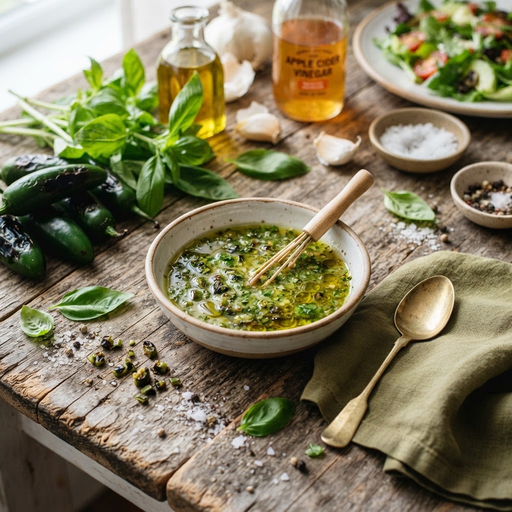 Vinaigrette Recipe with Charred Jalapeño and Basil