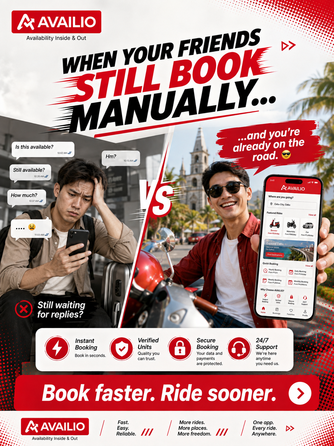 When your friends still book manually — AVAILIO vs manual.