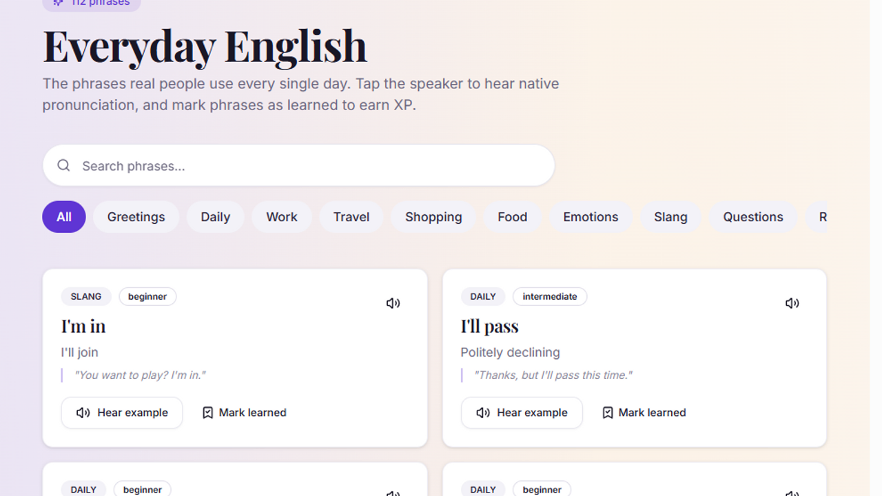 English Leaning APP template preview