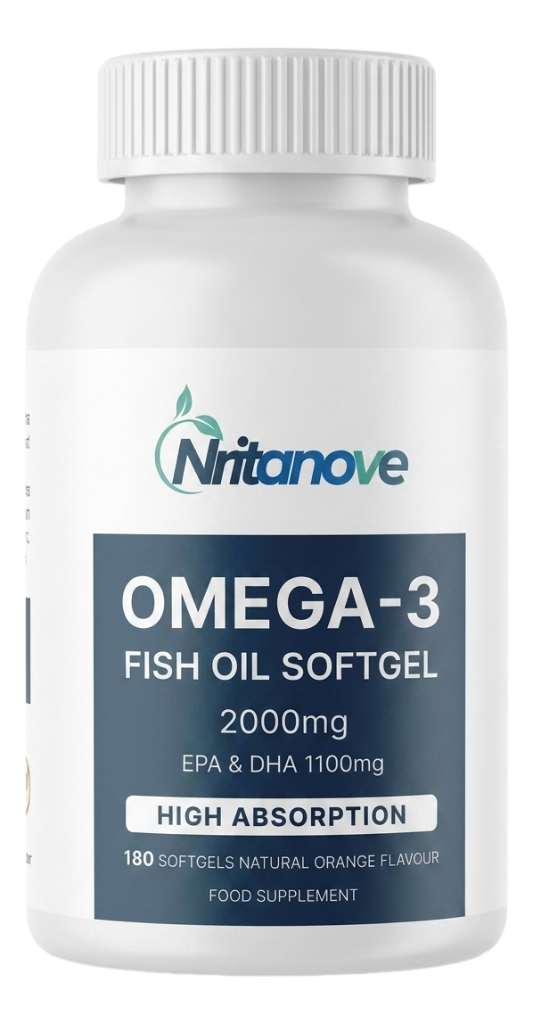 NritaNove Omega-3 Fish Oil Softgels — Natural Orange