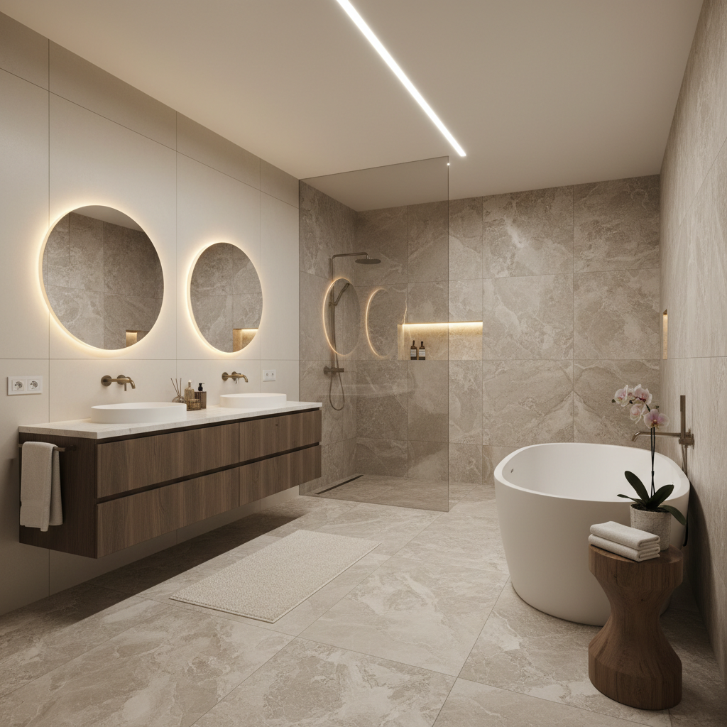 Premium Spanish porcelain tiles stone effect bathroom