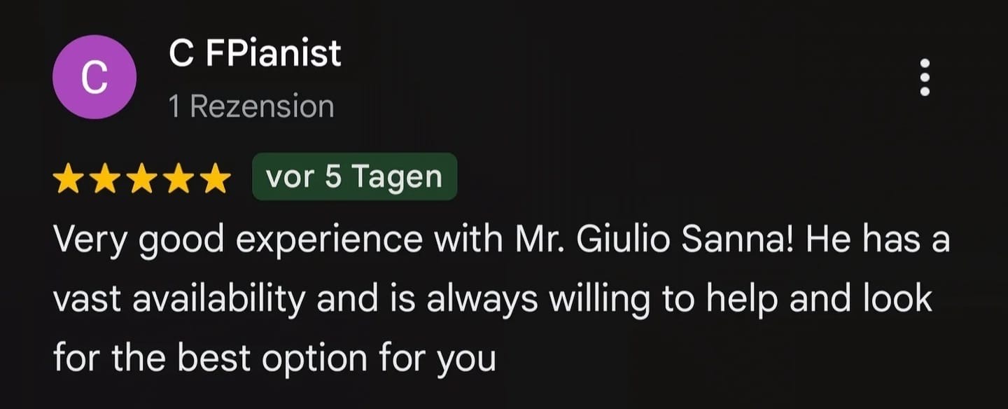 Google Bewertung 14 für Giulio Sanna