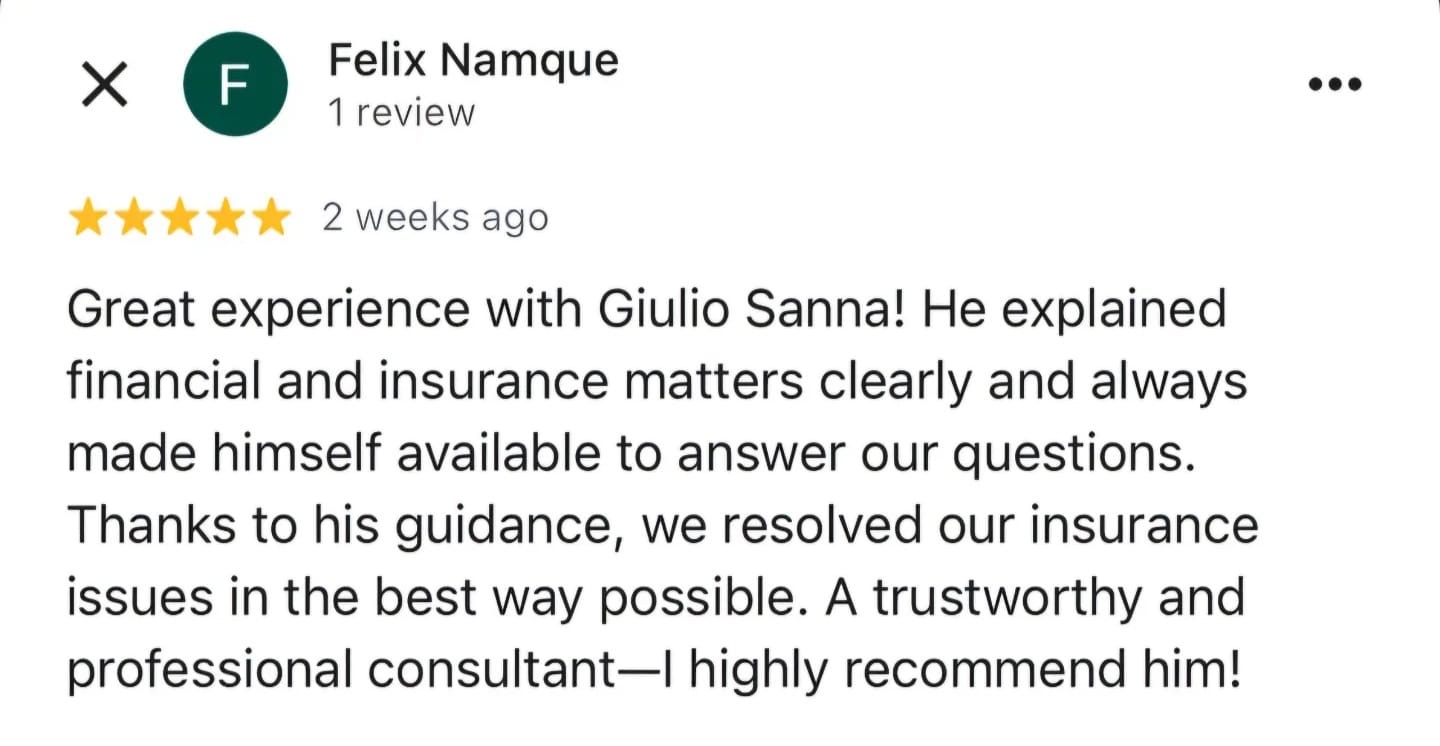 Google Bewertung 4 für Giulio Sanna