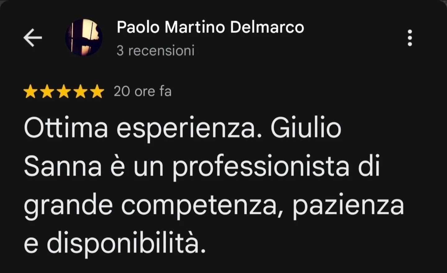 Google Bewertung 3 für Giulio Sanna