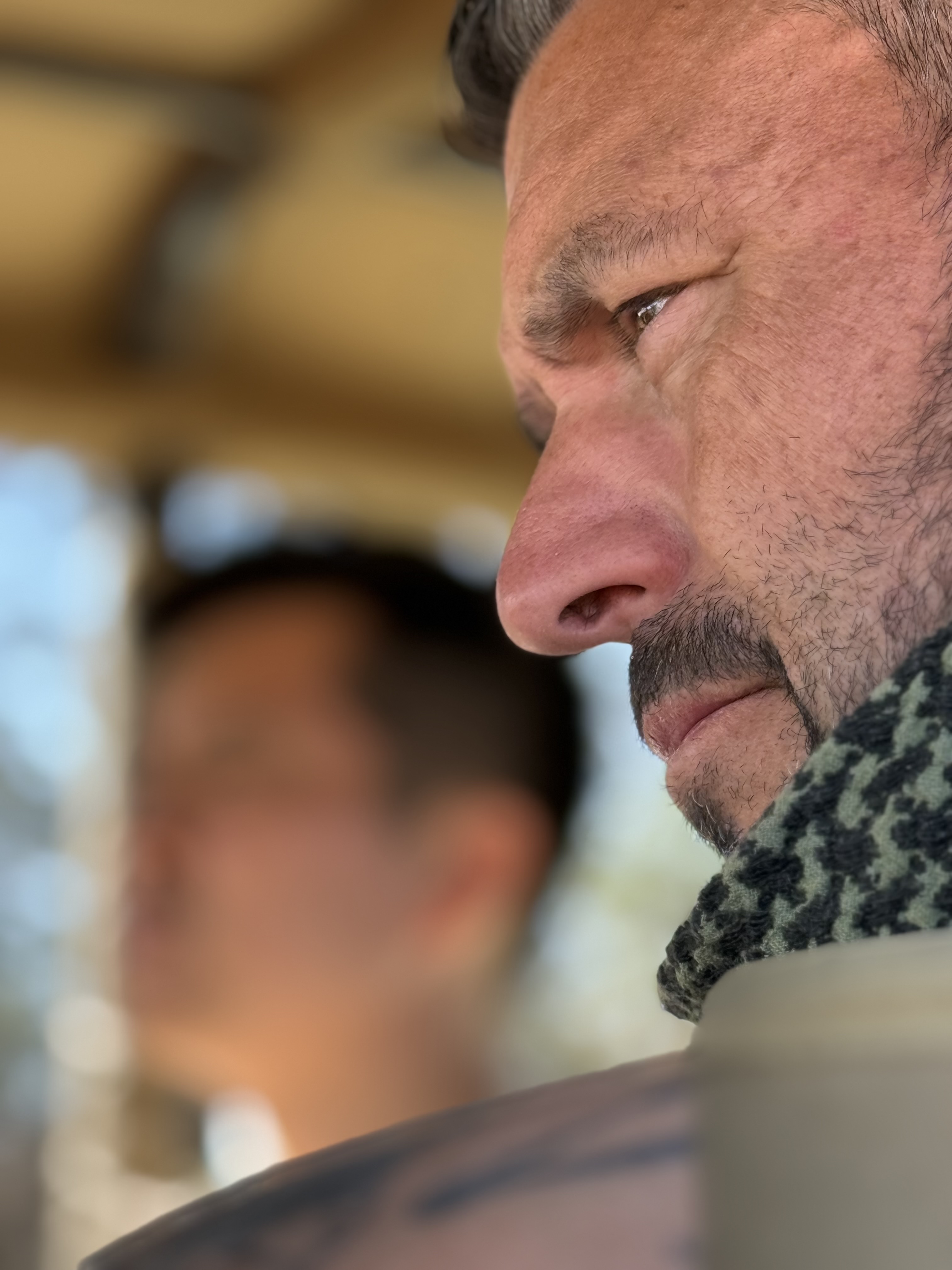 Brotherhood in the bushveld — veteran wrapped in a shemagh