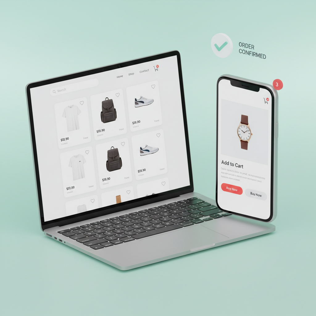 E-commerce optimization dashboard on devices