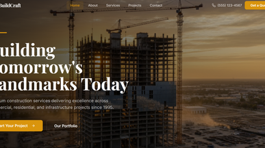 Premium Construction Company App template preview