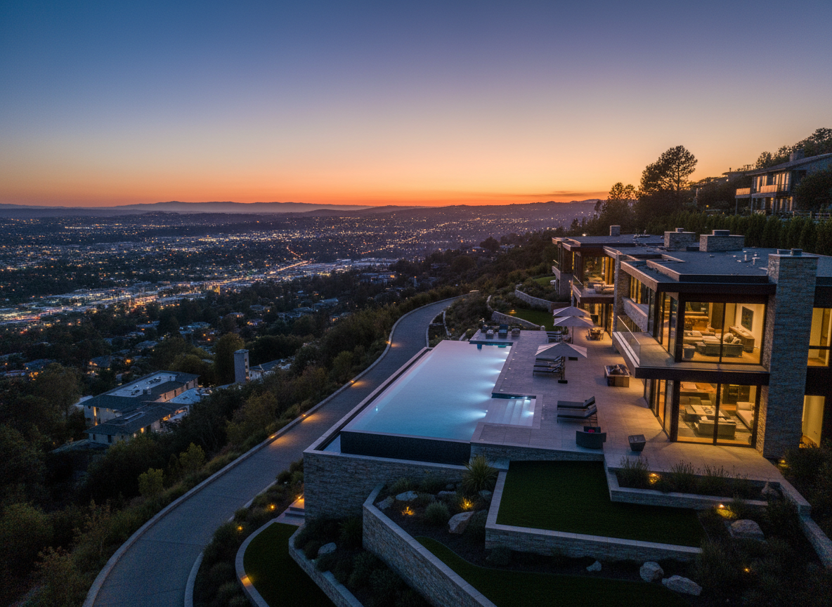 Hillside luxury home with infinity pool