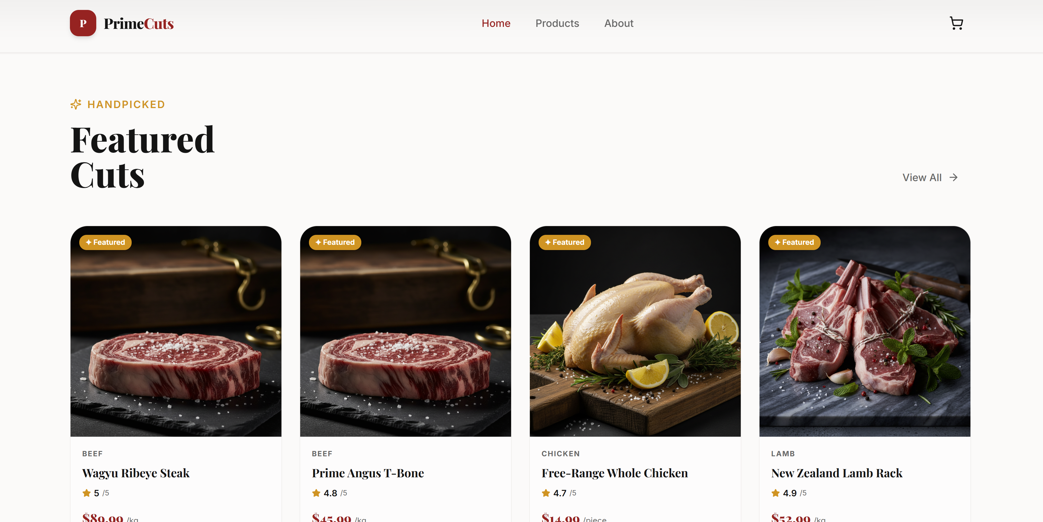 Prime Cuts Premium Online Meat Shop template preview