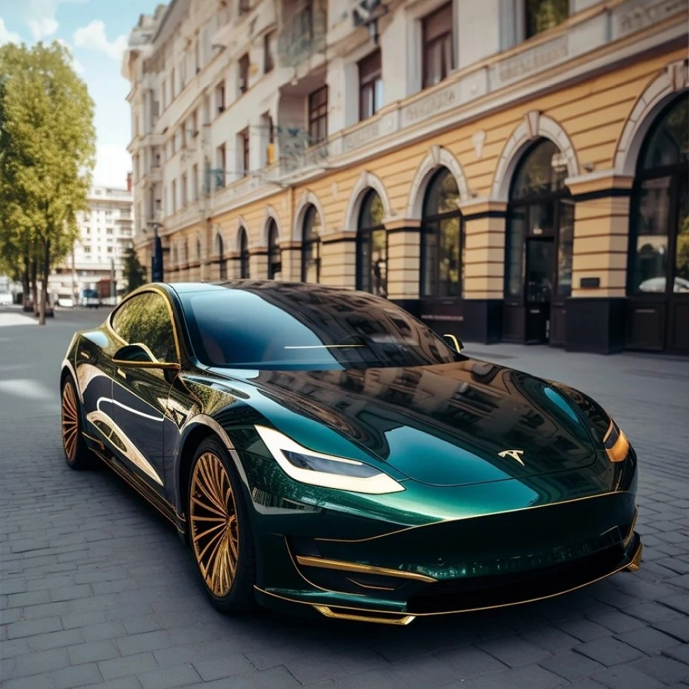 Gloss Mamba Green · Tesla Model 3