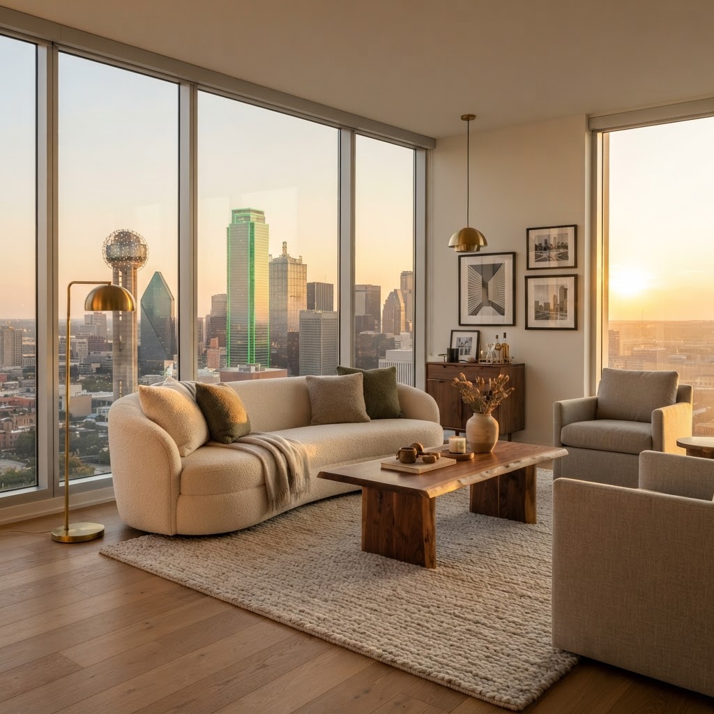 Clean luxury apartment interior in Dallas