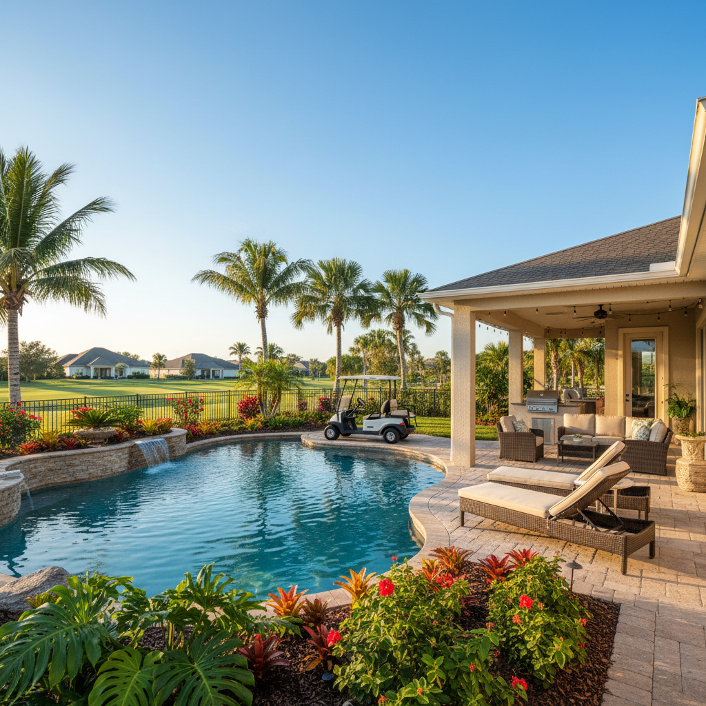 Luxury vacation rental with pool and golf cart in The Villages Florida