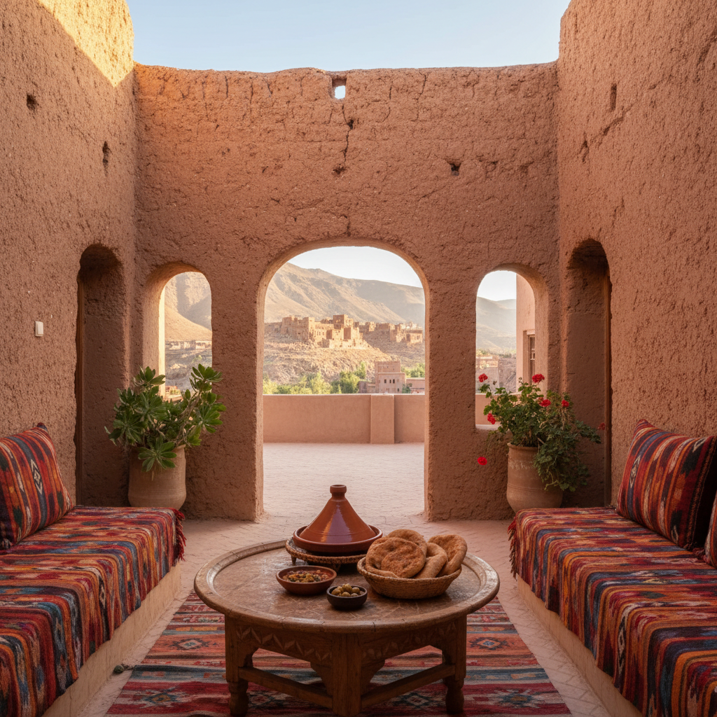 Local family lunch in Imlil during an Atlas Mountains day trip