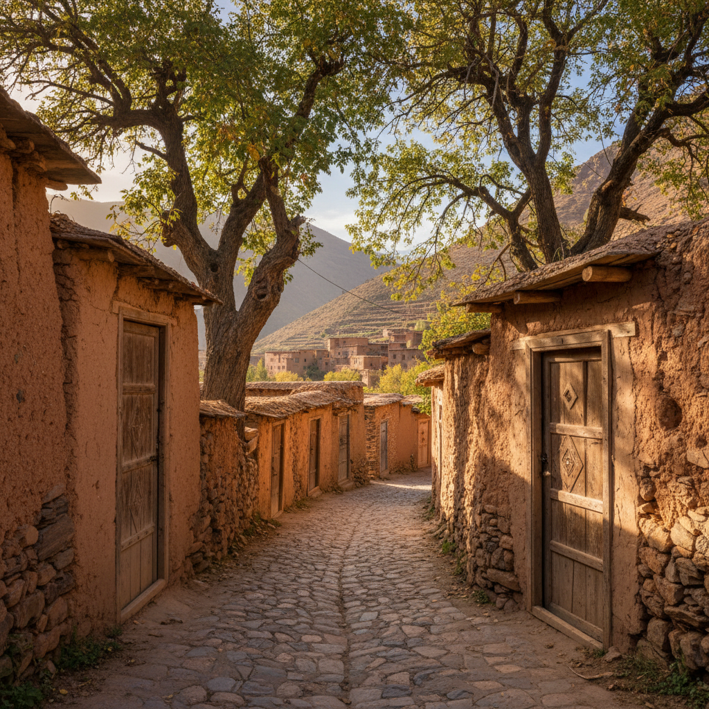 Imlil day trip from Marrakech — village path in the High Atlas Mountains