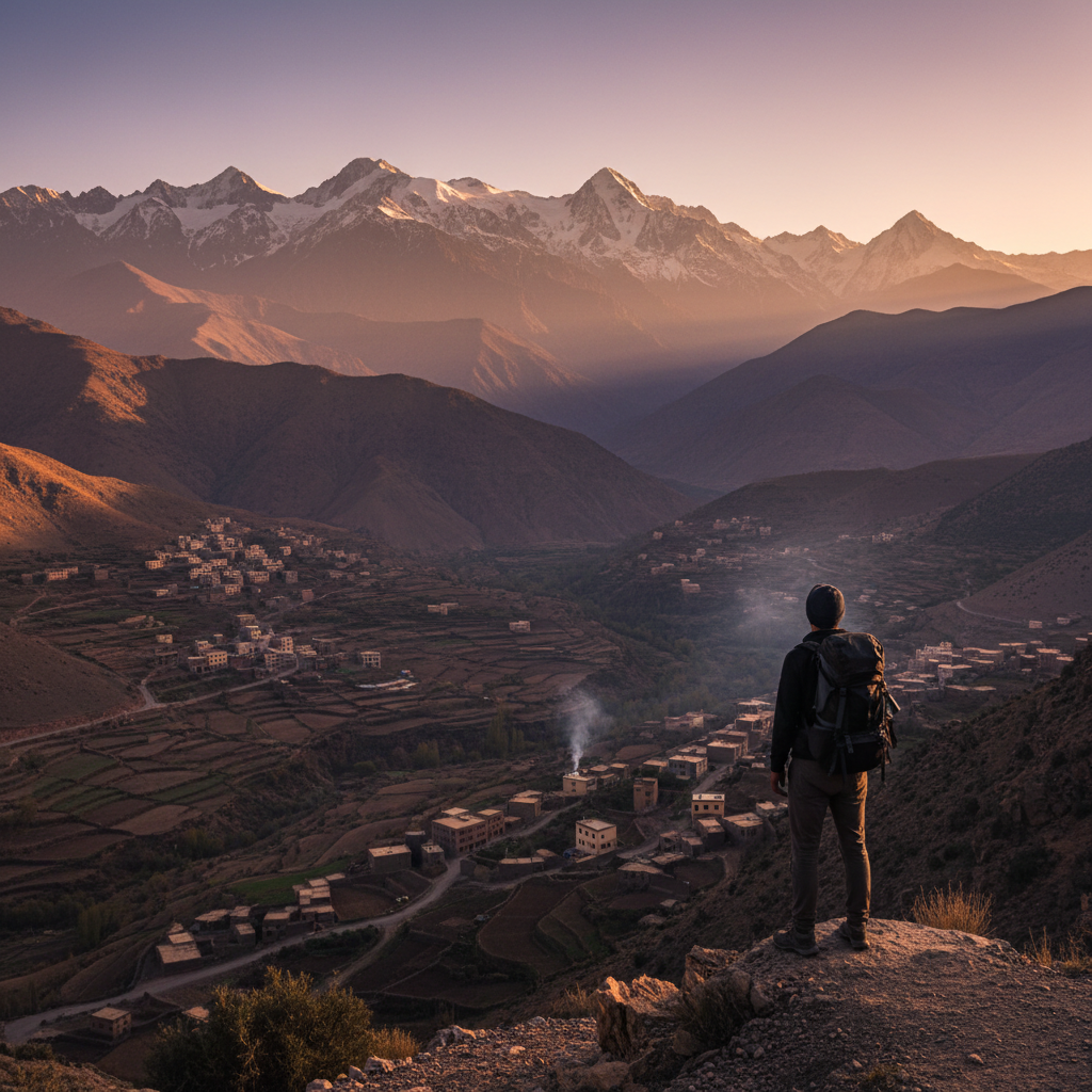 Mountain viewpoint above Imlil during an Atlas Mountains day trip from Marrakech