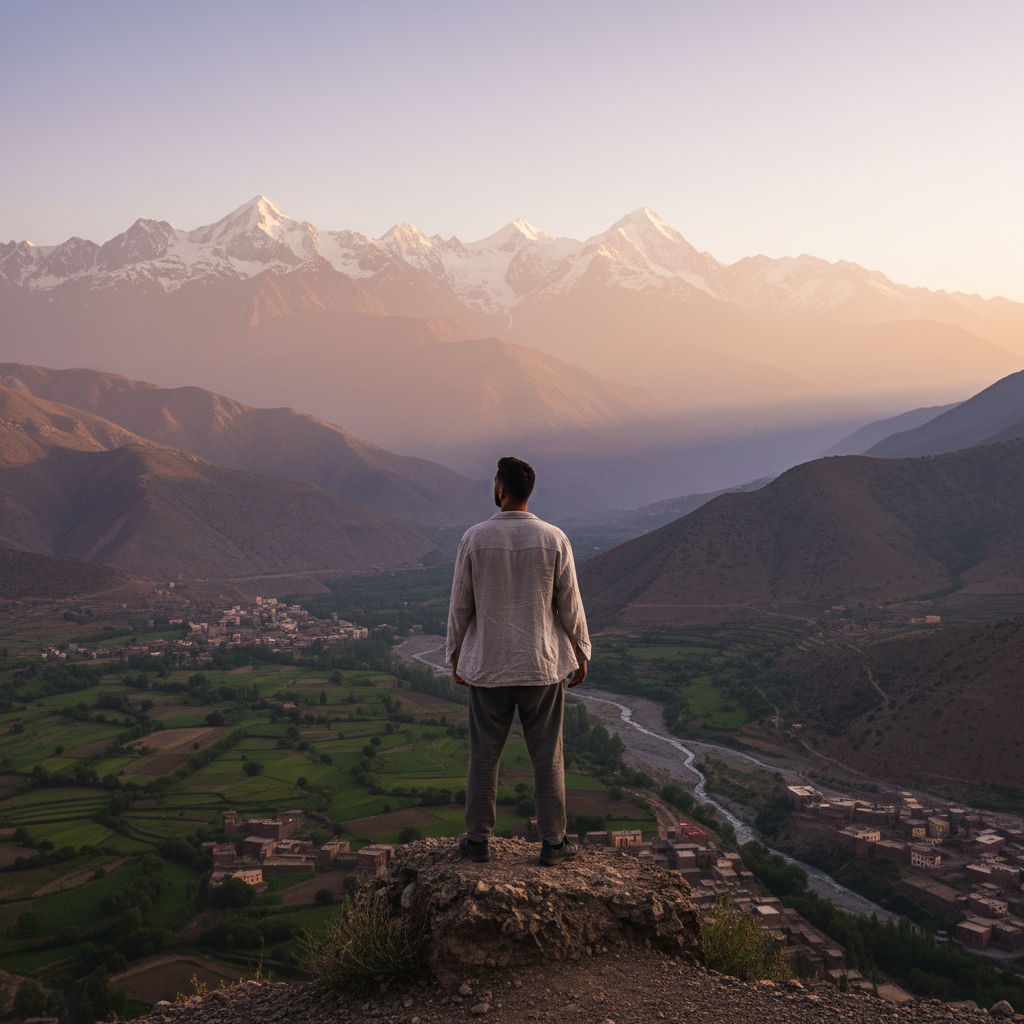 Mountain viewpoint above Imlil during a private Atlas Mountains day trip from Marrakech