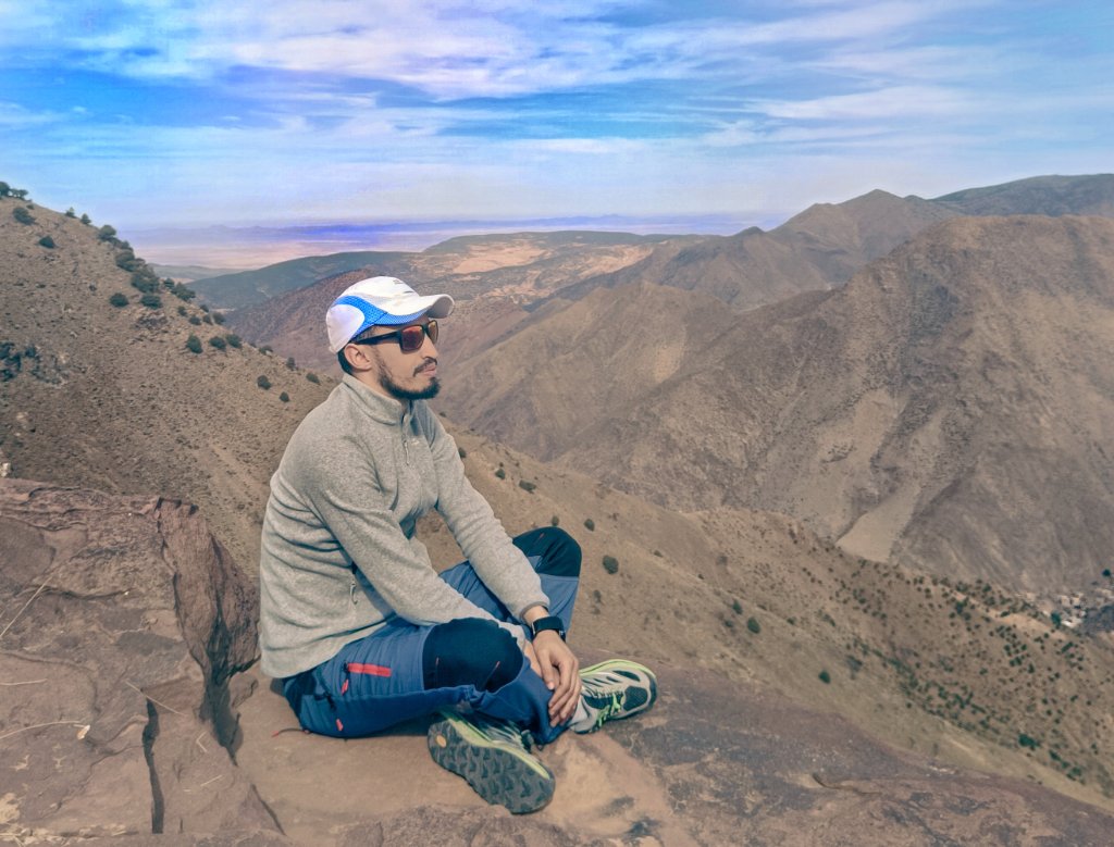 Mountain hiking above Imlil in the High Atlas — full-day hike toward the Tizi Mzik area