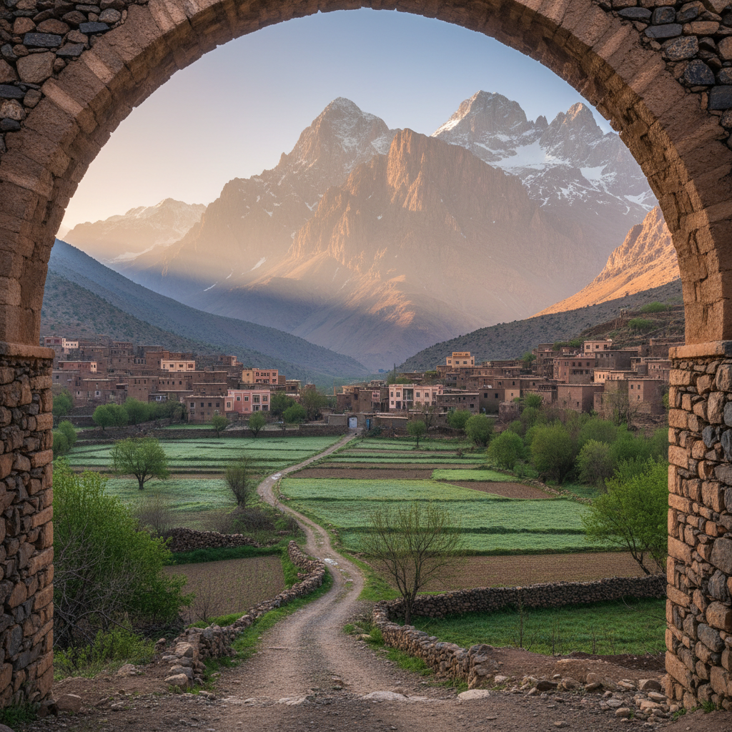 Imlil village gateway to Mount Toubkal in the High Atlas Mountains
