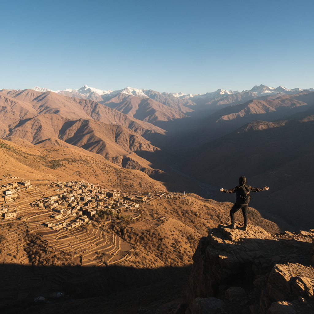 Mountain viewpoint above Imlil during an Atlas Mountains day trip