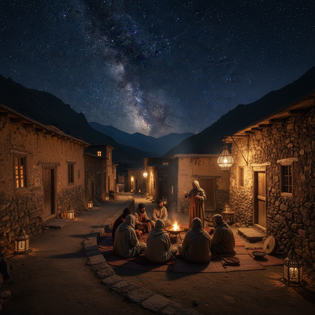 Traditional Amazigh village path in Imlil High Atlas Morocco