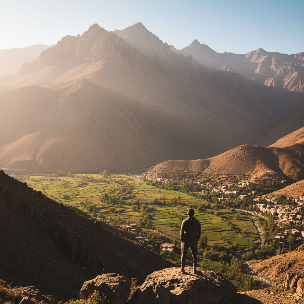 Mountain viewpoint above Imlil during an Atlas Mountains day trip from Marrakech