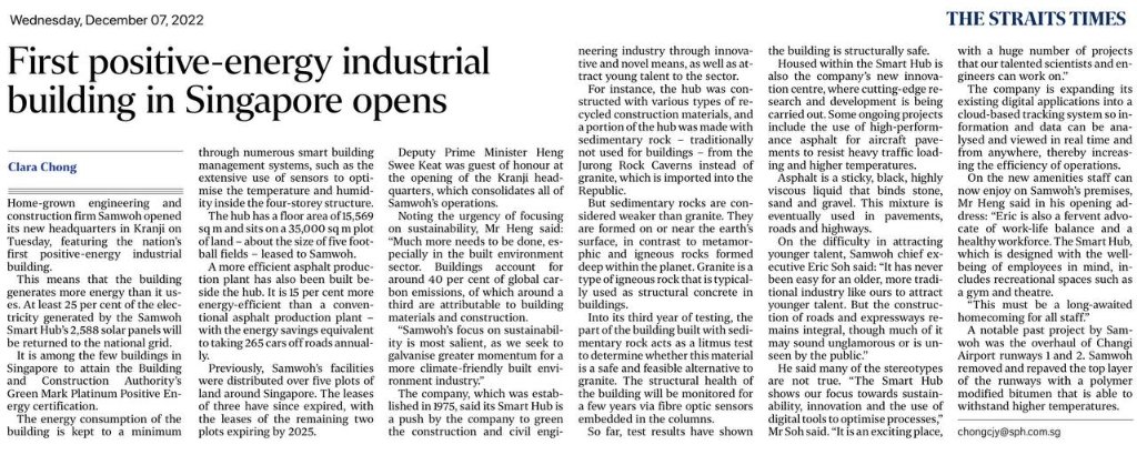 First positive-energy industrial building in Singapore opens