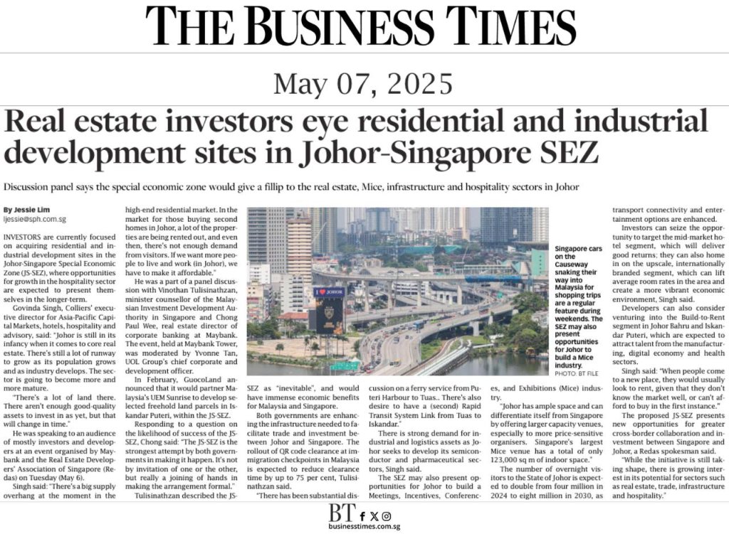 Real estate investors eye residential and industrial development sites in Johor-Singapore SEZ