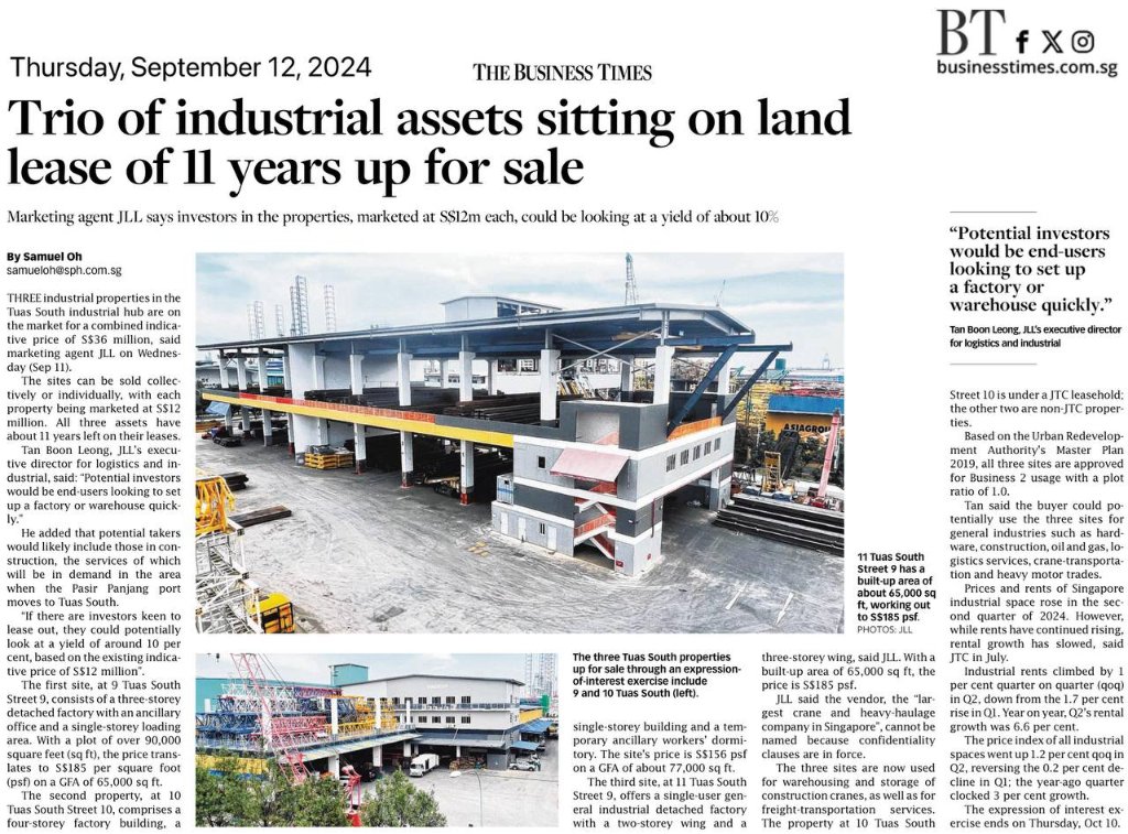 Far East Organization sells Tuas industrial asset for S$121.1m