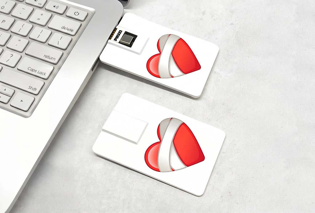 The Breakup EP USB card — plugged into laptop