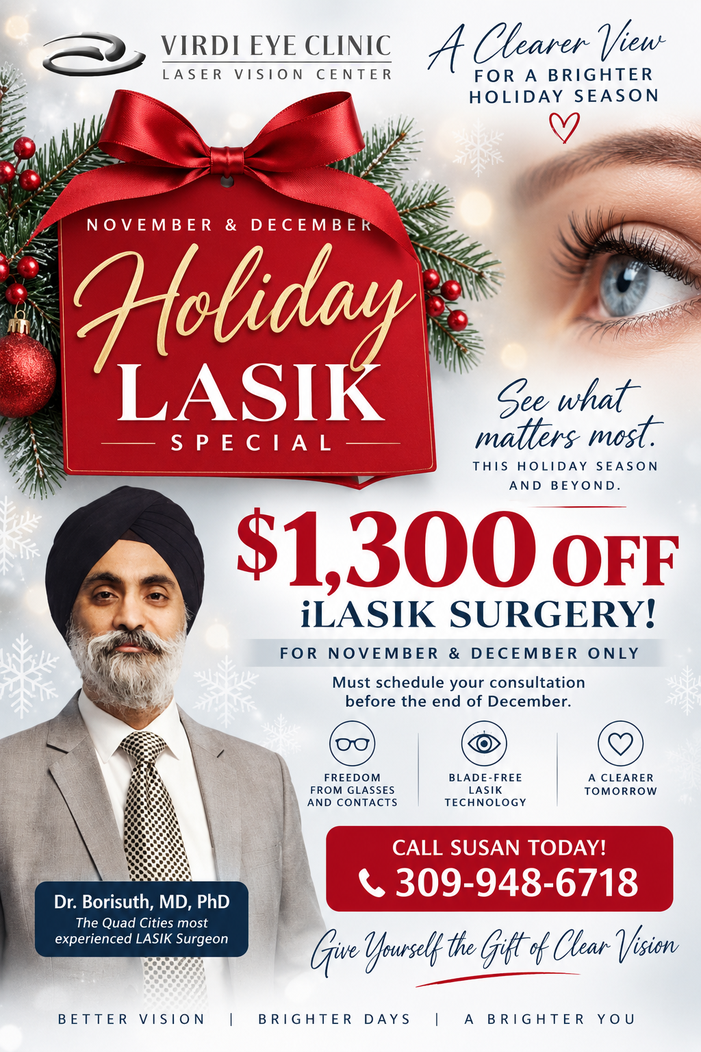 Virdi Eye Clinic Holiday LASIK Special flyer