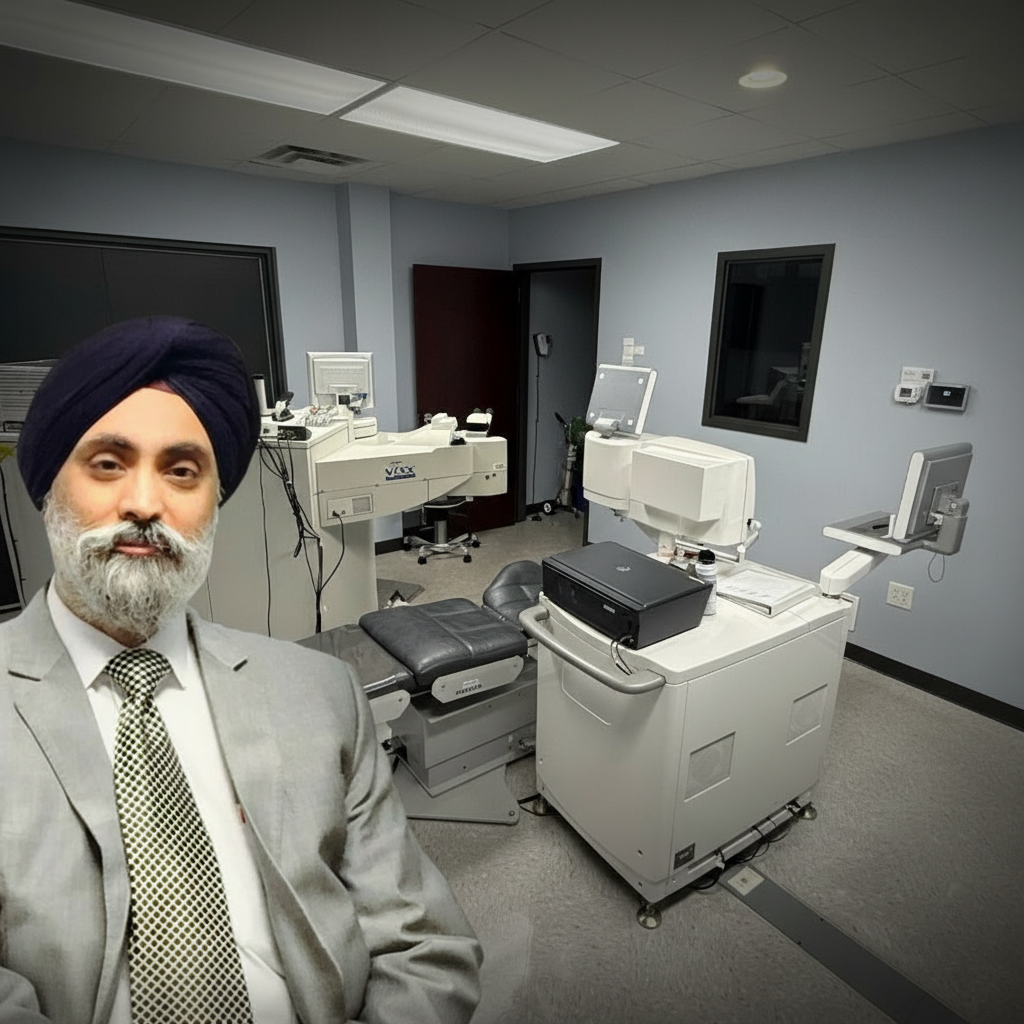 Professional eye care clinic interior with modern equipment at Virdi Eye Clinic in the Quad Cities