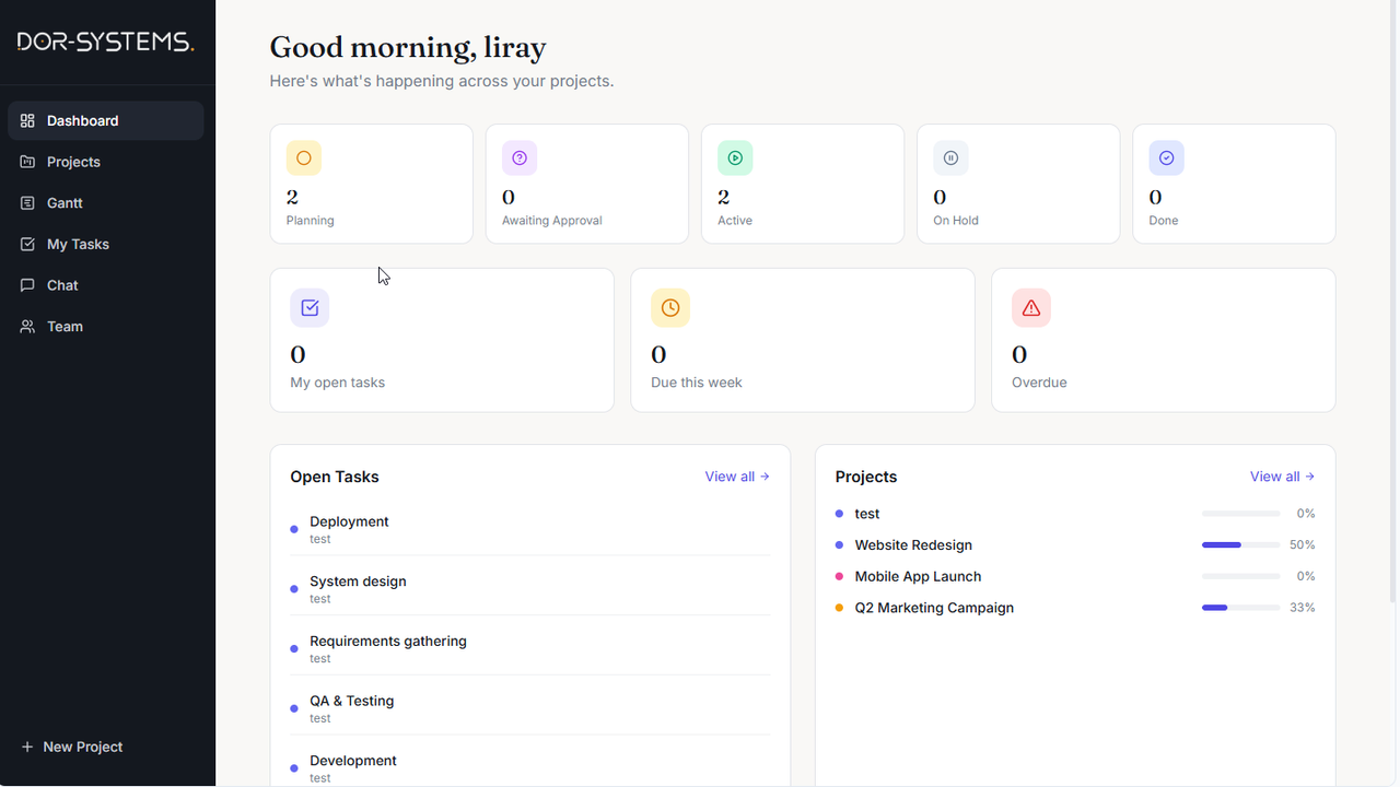 Projects template preview