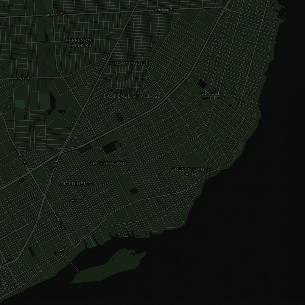 Map of Grosse Pointe and east Detroit service area