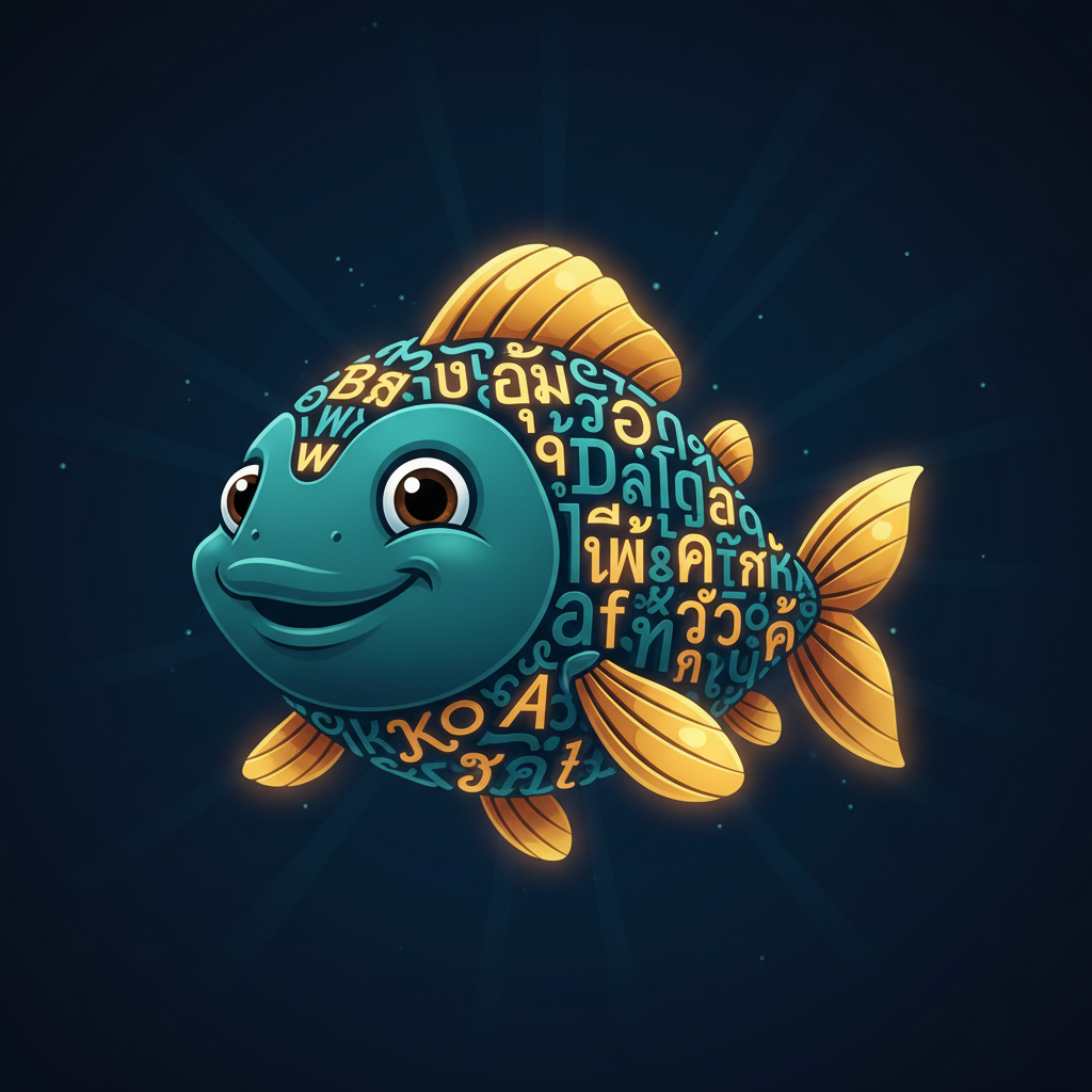 Babel Fish mascot glowing warmly