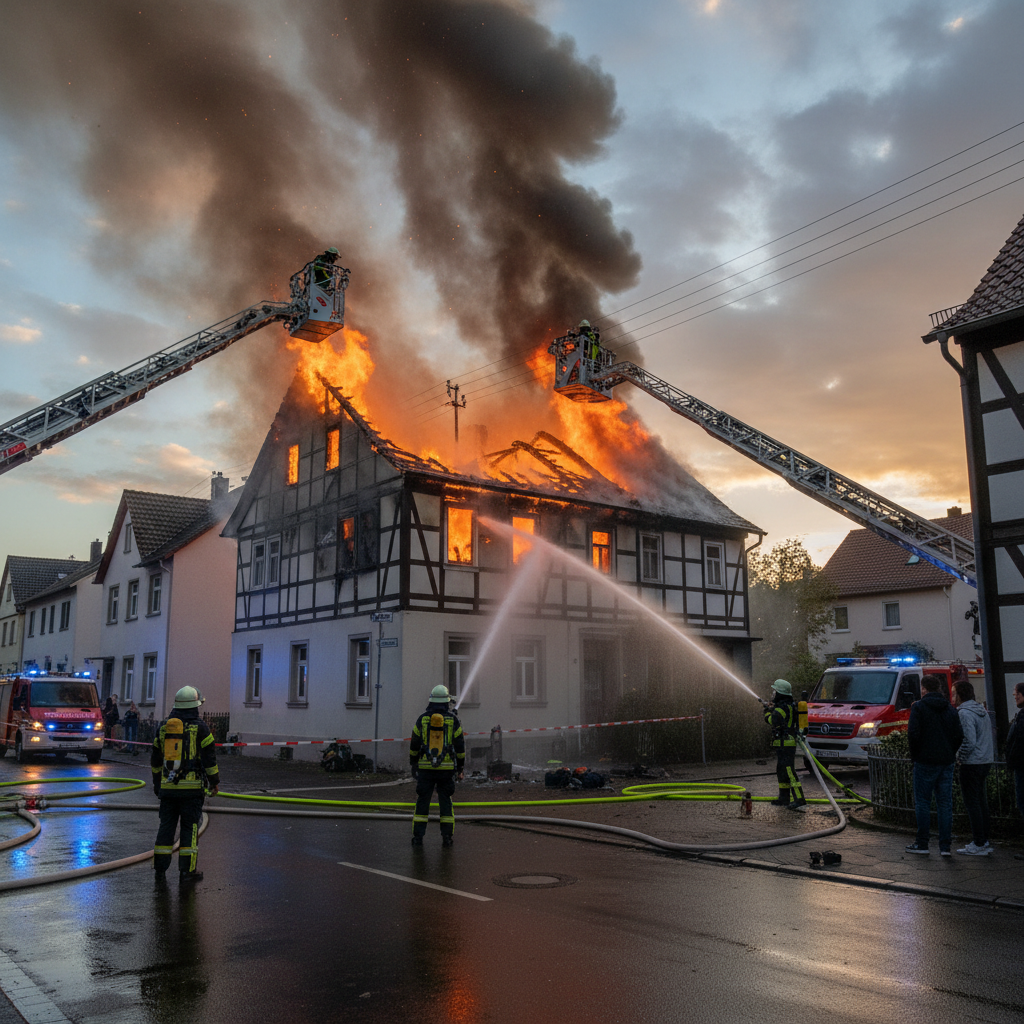 Feuer zerstört Wohnhaus in Frechen