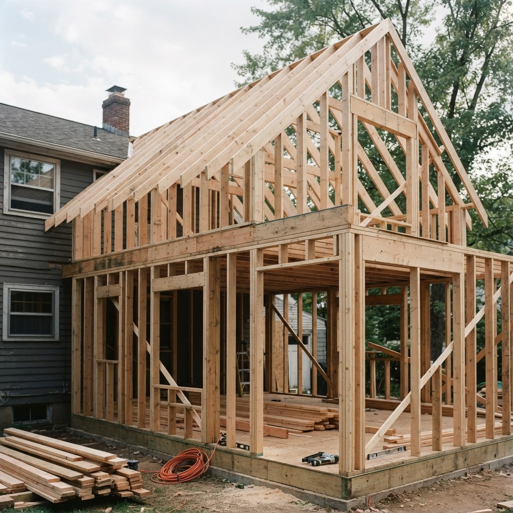 Home addition mid framing — North Jersey additions planning