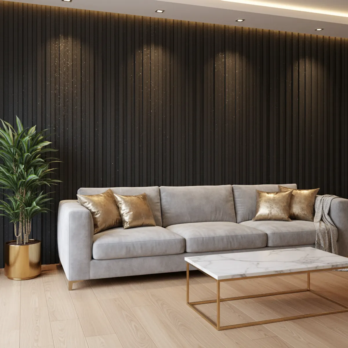 Sparkling Black Slat Wall Panel