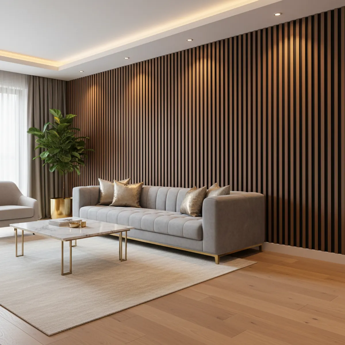 Metal Black and Brown Slat Wall Panel