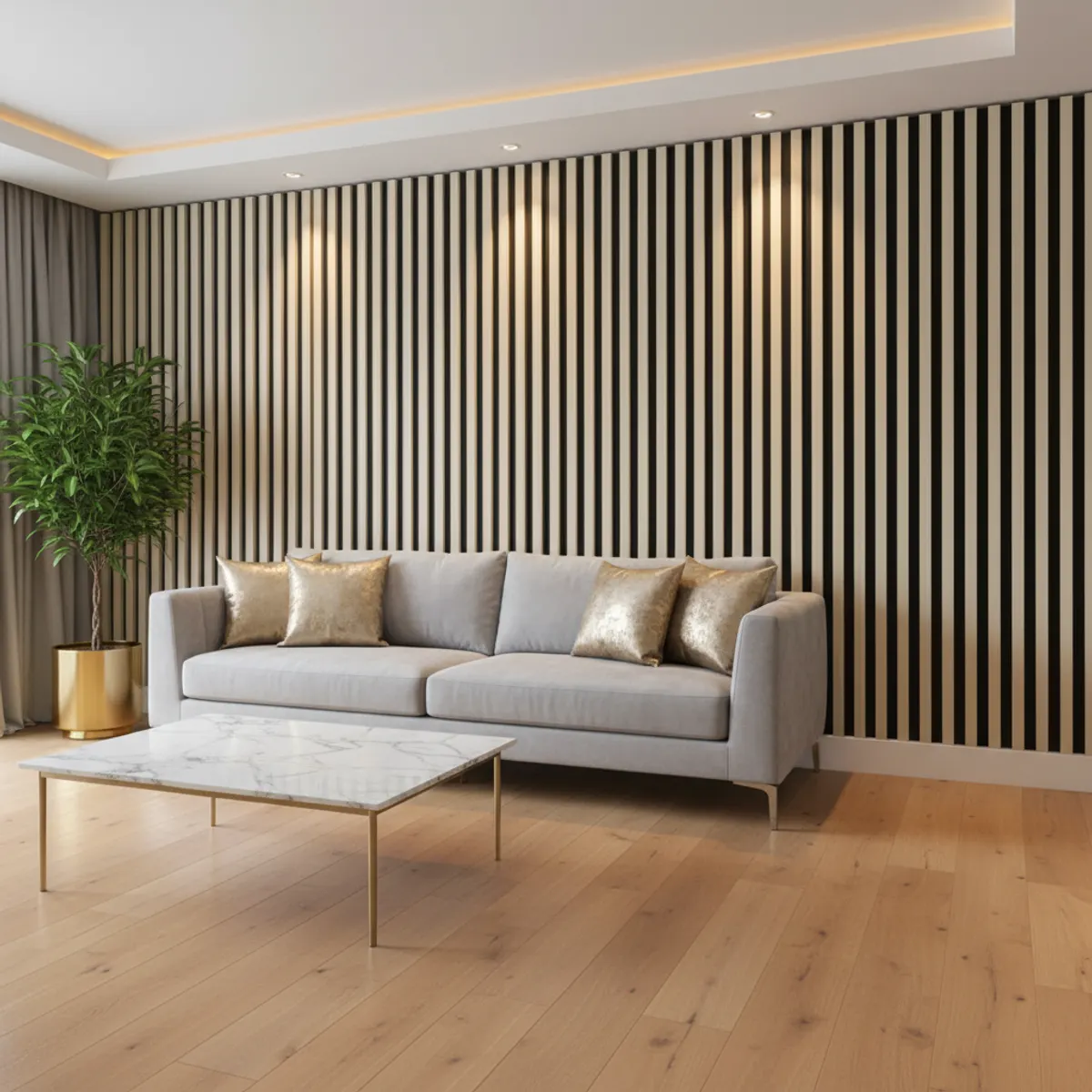 Metal Black and Gold Slat Wall Panel
