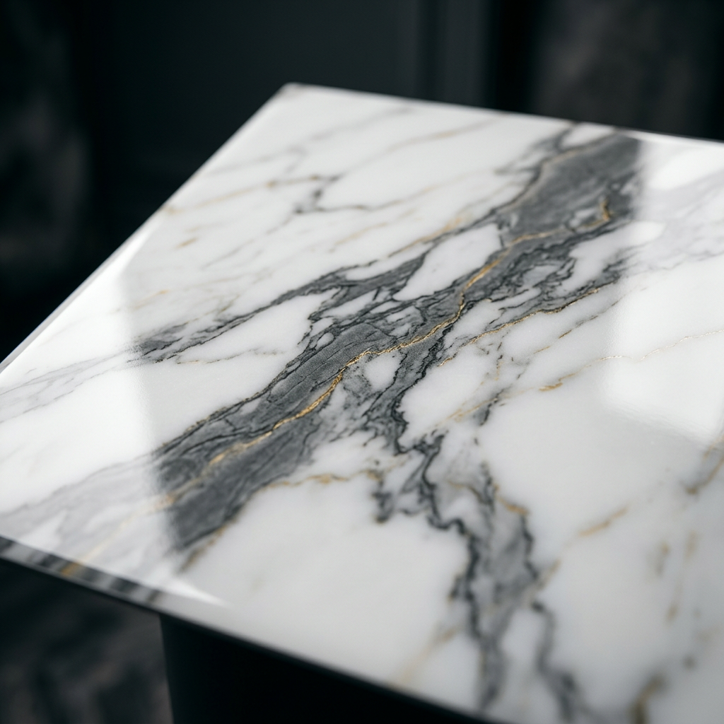 Luxury marble-effect PVC wall panel close up