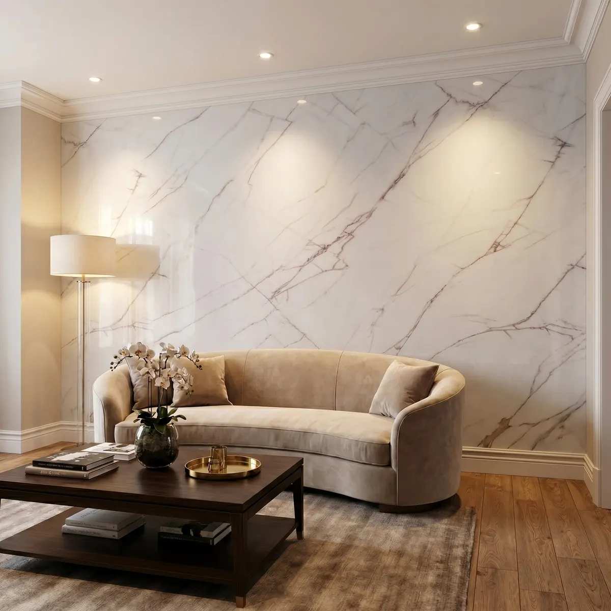 White & Grey Marble PVC Wall Panel